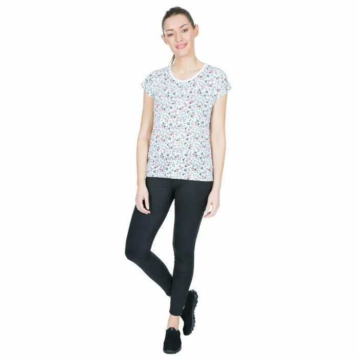Charlene Printed Cap Sleeve Tshirt White Floral Women Trespass TShirts