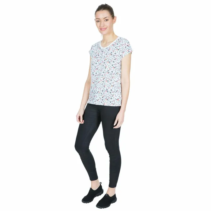 Charlene Printed Cap Sleeve Tshirt White Floral Women Trespass TShirts