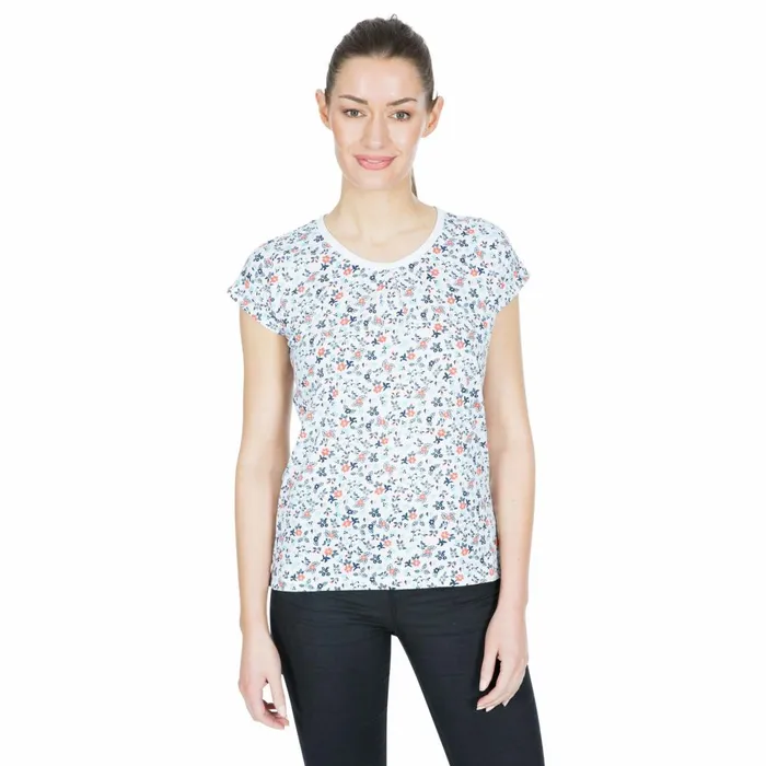 Charlene Printed Cap Sleeve Tshirt White Floral Women Trespass TShirts