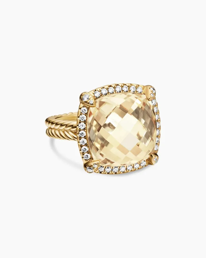 Chatelaine Pav Bezel Ring In 18K Yellow Gold 14mm Women David Yurman Statement Chatelaine Pav Bezel Ring In 18K Yellow Gold 14mm Women David Yurman Statement