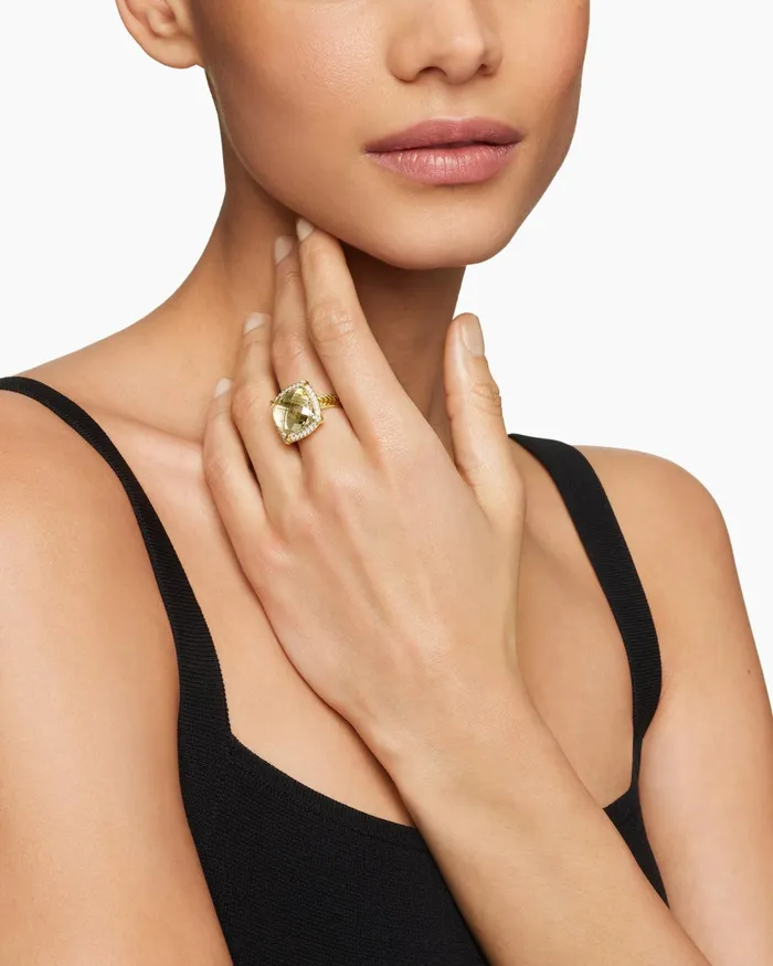 Chatelaine Pav Bezel Ring In 18K Yellow Gold 14mm Women David Yurman Statement Chatelaine Pav Bezel Ring In 18K Yellow Gold 14mm Women David Yurman Statement