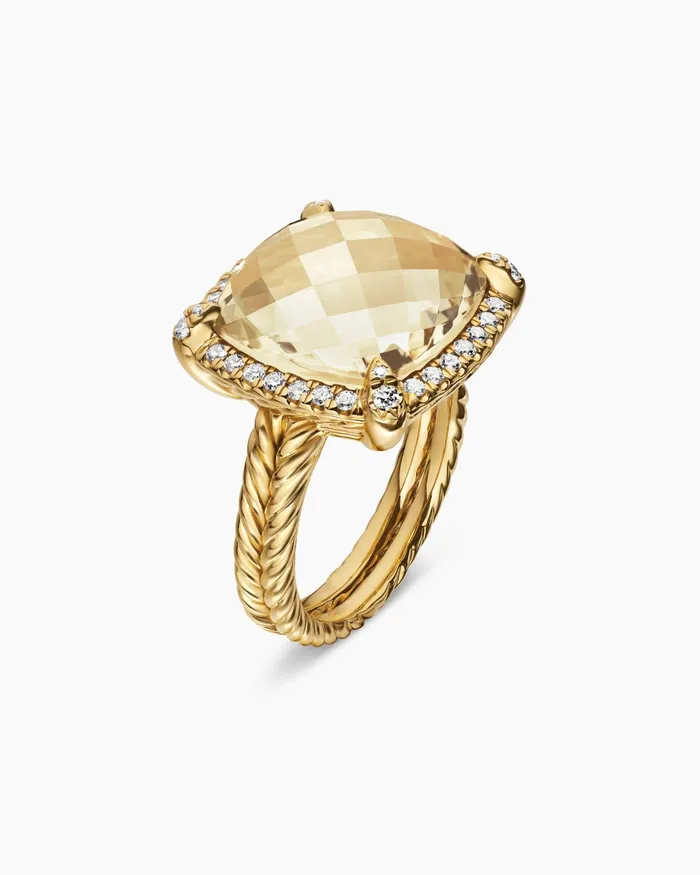 Chatelaine Pav Bezel Ring In 18K Yellow Gold 14mm Women David Yurman Statement Chatelaine Pav Bezel Ring In 18K Yellow Gold 14mm Women David Yurman Statement