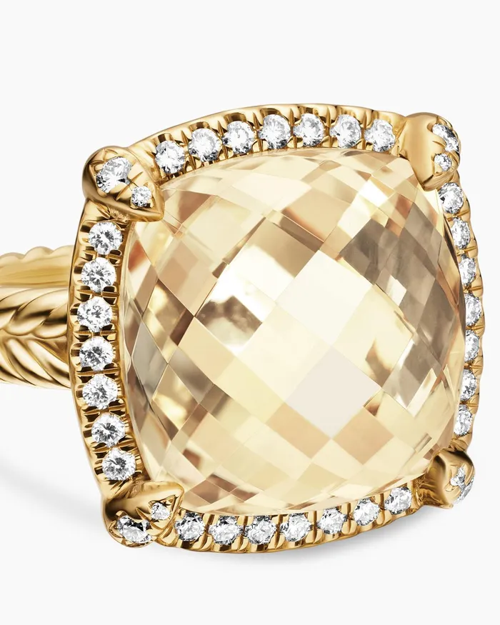 Chatelaine Pav Bezel Ring In 18K Yellow Gold 14mm Women David Yurman Statement Chatelaine Pav Bezel Ring In 18K Yellow Gold 14mm Women David Yurman Statement
