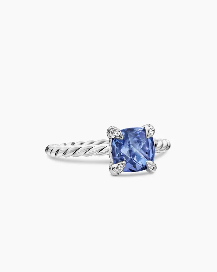 Chatelaine Ring In 18K White Gold With Diamonds 7mm Women David Yurman Petite