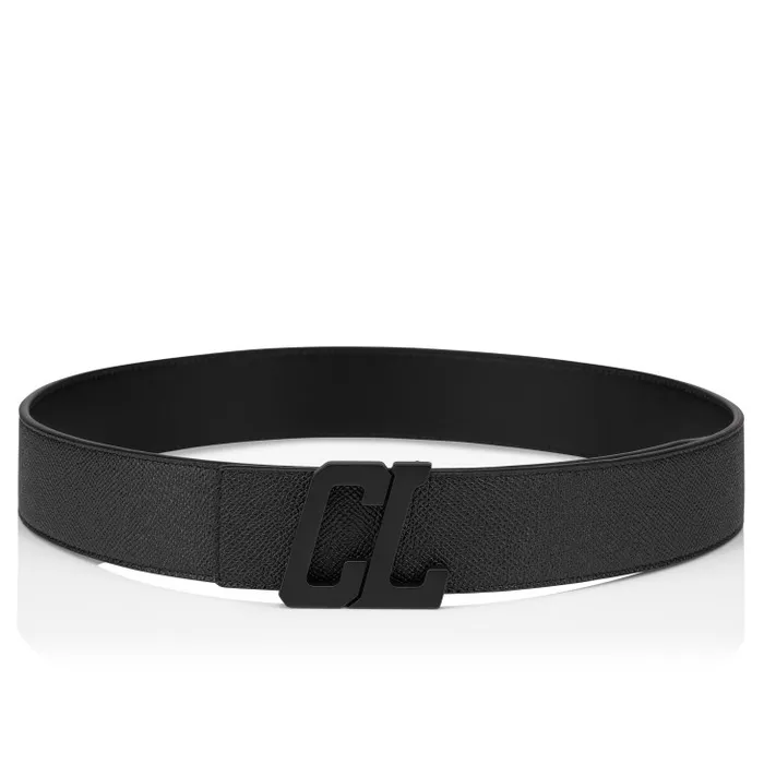 Christian Louboutin Belts Men Happy Rui CL Logo Belt 8211 Calf Alpin Leather 8211 Black