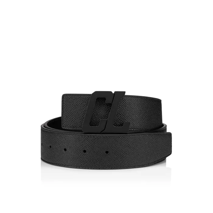 Christian Louboutin Belts Men Happy Rui CL Logo Belt 8211 Calf Alpin Leather 8211 Black