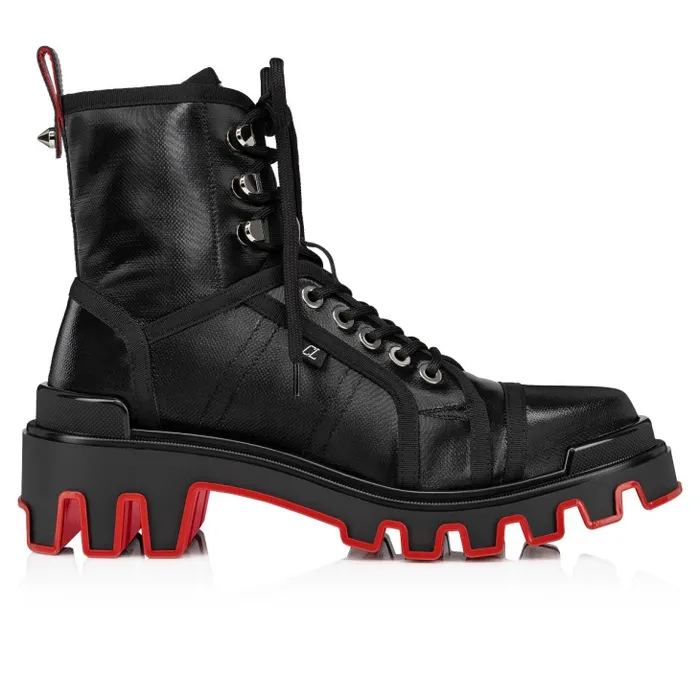 Christian Louboutin Boots Men Panaroot Dune Boots 8211 Coated Canva And Calf Leather 8211 Black