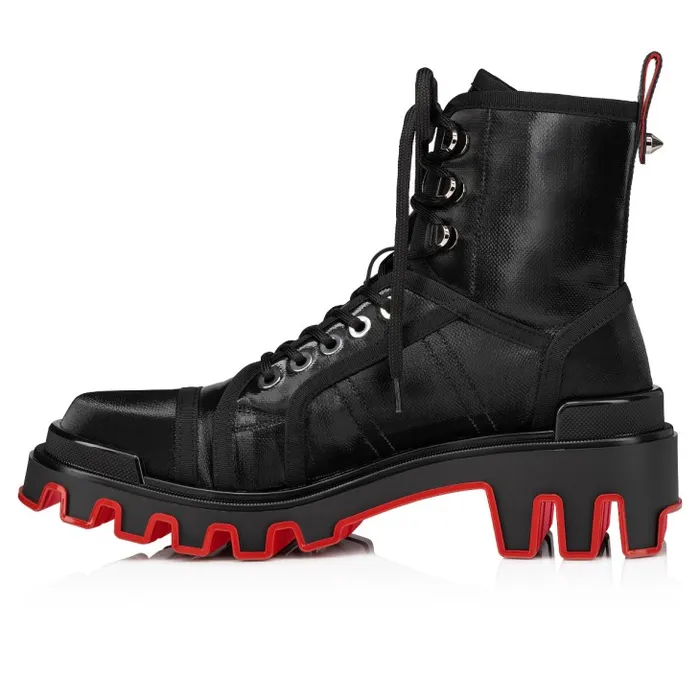 Christian Louboutin Boots Men Panaroot Dune Boots 8211 Coated Canva And Calf Leather 8211 Black