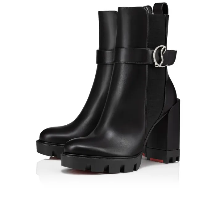 Christian Louboutin Boots Women CL Chelsea Lug 100 Mm Low Boots 8211 Calf Leather 8211 Black Christian Louboutin Boots Women CL Chelsea Lug 100 Mm Low Boots 8211 Calf Leather 8211 Black