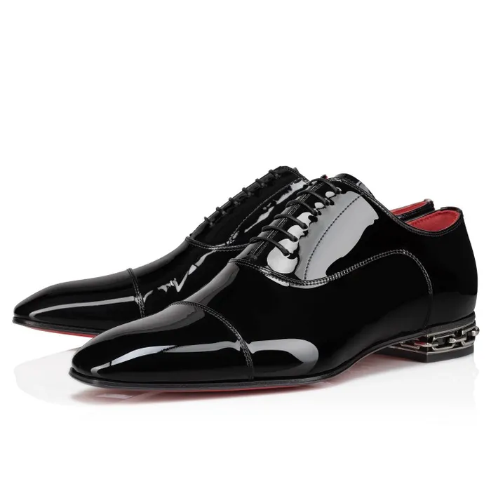 Christian Louboutin Buckles and Laceups Men Greggy Oxfords 8211 Patent Leather 8211 Black