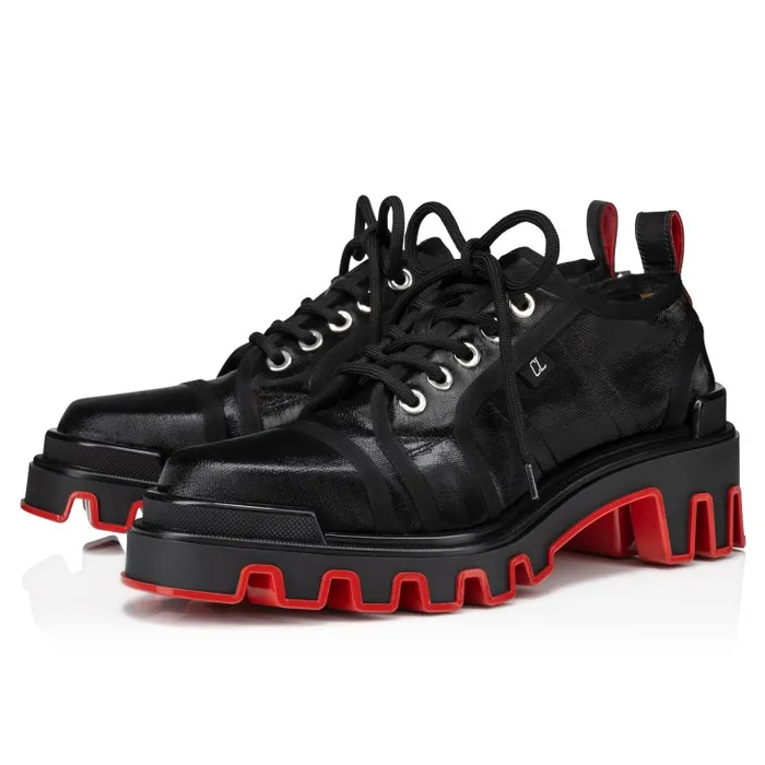 Christian Louboutin Buckles and Laceups Men Panamic Dune Derbies 8211 Coated Canva And Calf Leather 8211 Black