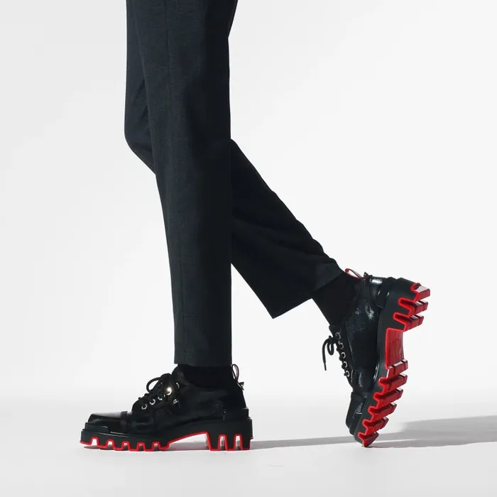 Christian Louboutin Buckles and Laceups Men Panamic Dune Derbies 8211 Coated Canva And Calf Leather 8211 Black
