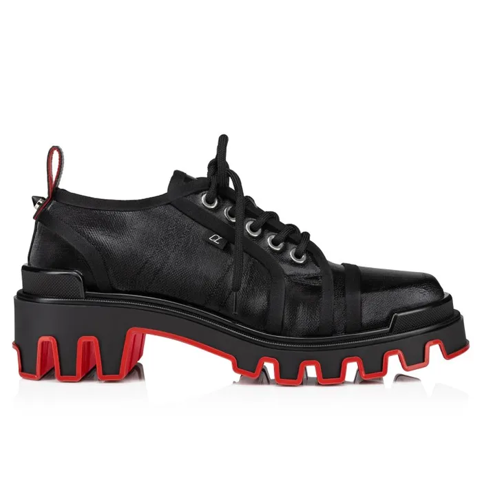 Christian Louboutin Buckles and Laceups Men Panamic Dune Derbies 8211 Coated Canva And Calf Leather 8211 Black