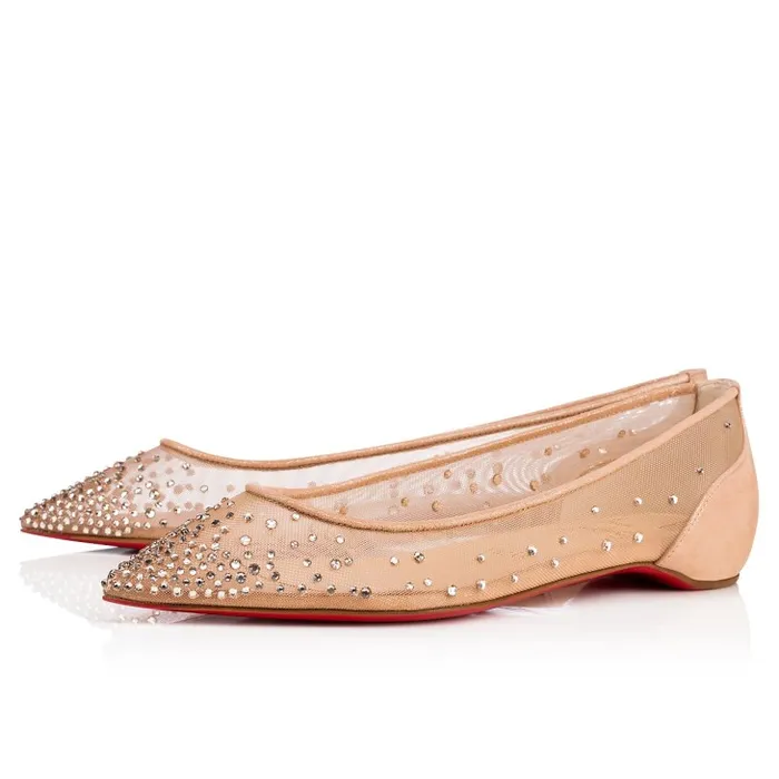 Christian Louboutin Flats and Loafers Women Follies Strass Ballerinas 8211 Mesh And Suede 8211 Light Silk Christian Louboutin Flats and Loafers Women Follies Strass Ballerinas 8211 Mesh And Suede 8211 Light Silk