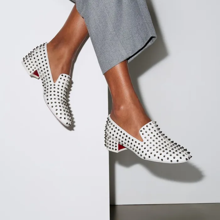 Christian Louboutin Flats and Loafers Women Spikeasy 30 Mm Loafers 8211 Nappa Leather 8211 Bianco Christian Louboutin Flats and Loafers Women Spikeasy 30 Mm Loafers 8211 Nappa Leather 8211 Bianco