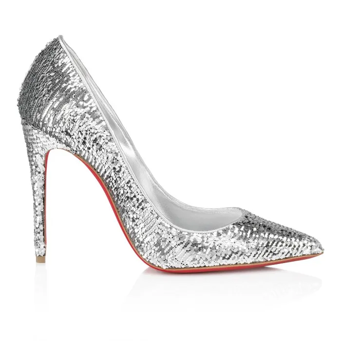 Christian Louboutin Pumps Women Kate Mini Paillettes 100 Mm Pumps 8211 Crepe Satin 8211 Silver