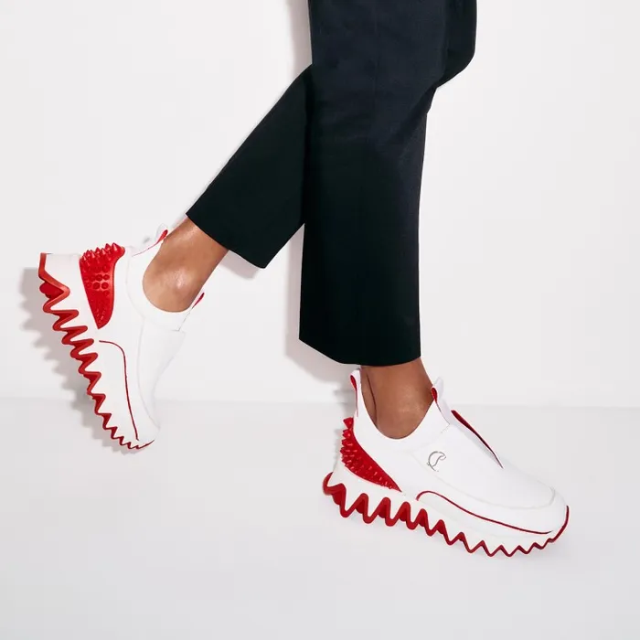 Christian Louboutin Sneakers Women Sharkyloub Sp Spikes Running Sneakers 8211 Calf Leather And Neoprene 8211 White Christian Louboutin Sneakers Women Sharkyloub Sp Spikes Running Sneakers 8211 Calf Leather And Neoprene 8211 White