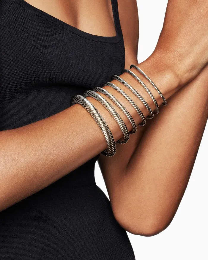 Classic Cable Heart Station Bracelet In Sterling Silver With Pav 3mm Women David Yurman Bangle Classic Cable Heart Station Bracelet In Sterling Silver With Pav 3mm Women David Yurman Bangle