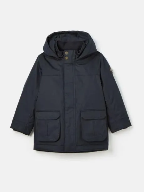 Coats and Jackets Boys Joules Navy Blue Waterproof Coat With Quilted Lining