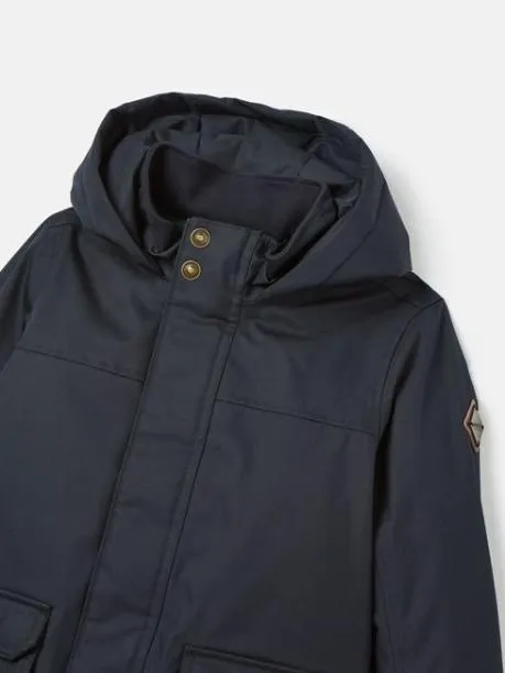 Coats and Jackets Boys Joules Navy Blue Waterproof Coat With Quilted Lining
