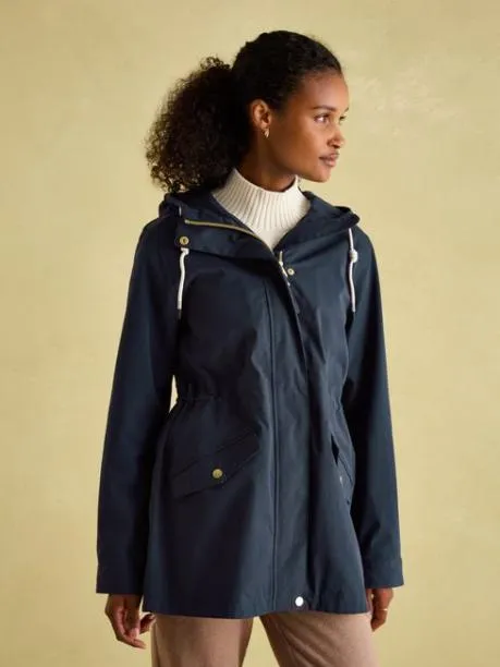 Coats and Jackets Women Joules Navy Blue Waterproof Raincoat With Hood