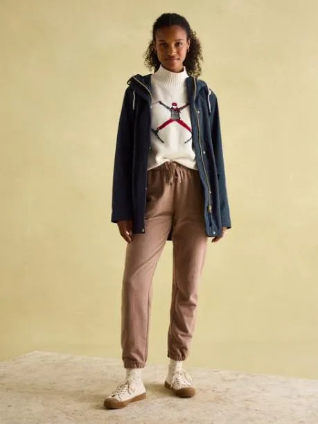 Coats and Jackets Women Joules Navy Blue Waterproof Raincoat With Hood