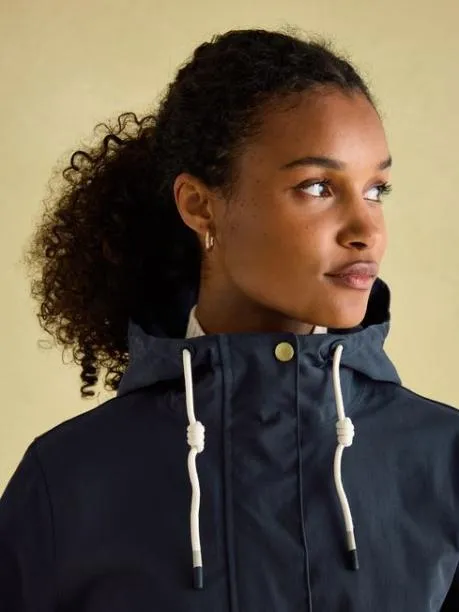 Coats and Jackets Women Joules Navy Blue Waterproof Raincoat With Hood