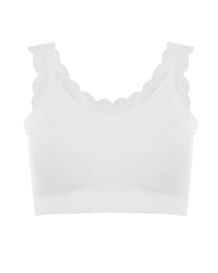 Cotton Traders Bras 2 Pack Ribbed Lace Trim Bralettes 8211 Women
