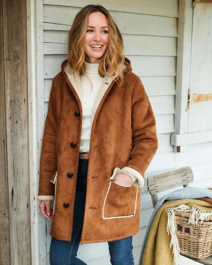 Cotton Traders Coats and Jackets Faux Shearling Coat 8211 WomenMenUnisex