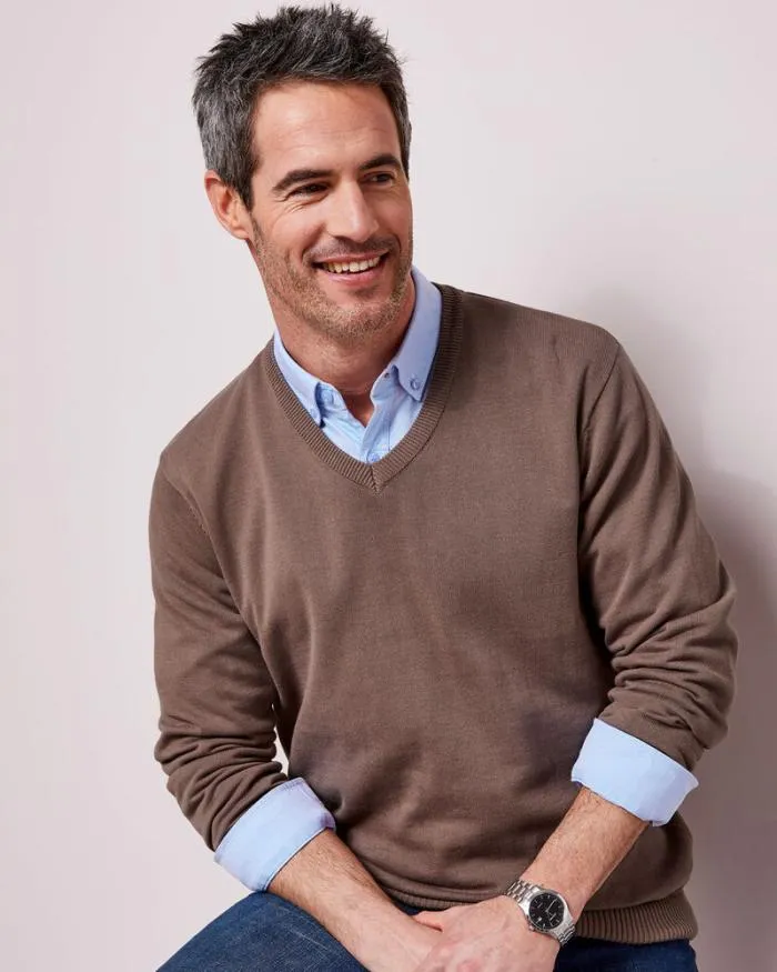 Cotton Traders Knitwear Cotton VNeck Jumper 8211 Men