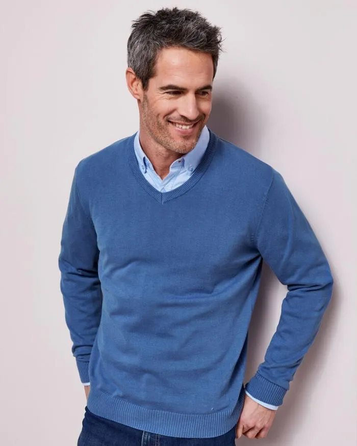 Cotton Traders Knitwear Cotton VNeck Jumper 8211 Men