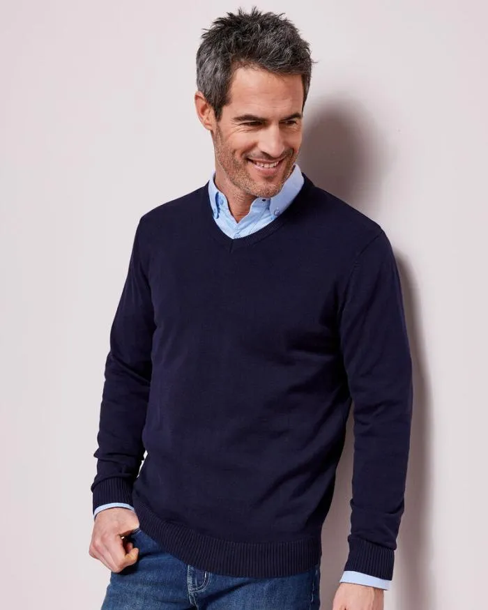 Cotton Traders Knitwear Cotton VNeck Jumper 8211 Men