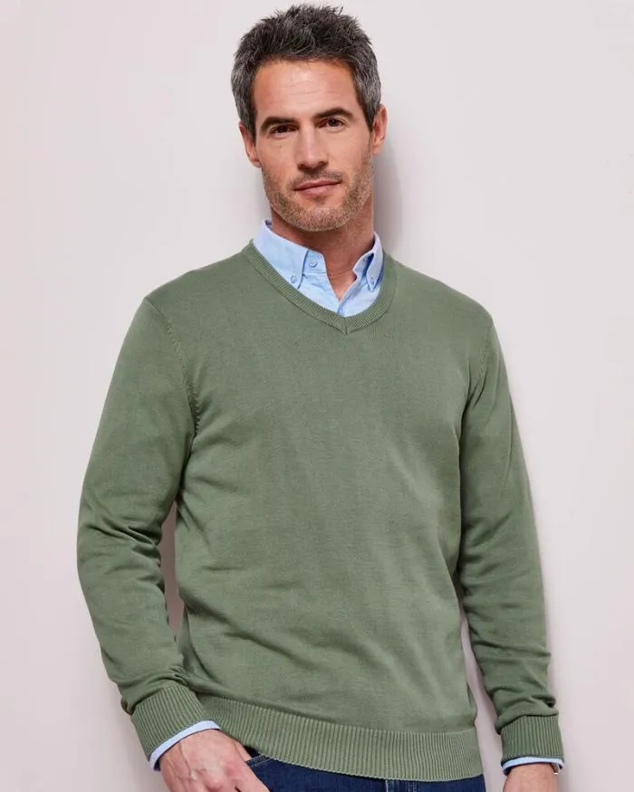 Cotton Traders Knitwear Cotton VNeck Jumper 8211 Men