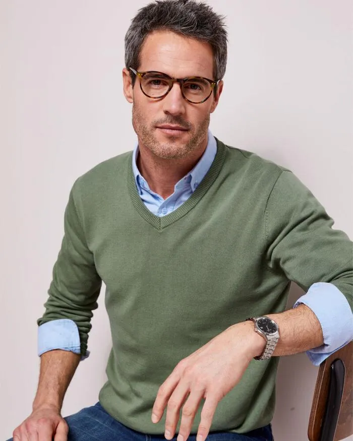 Cotton Traders Knitwear Cotton VNeck Jumper 8211 Men
