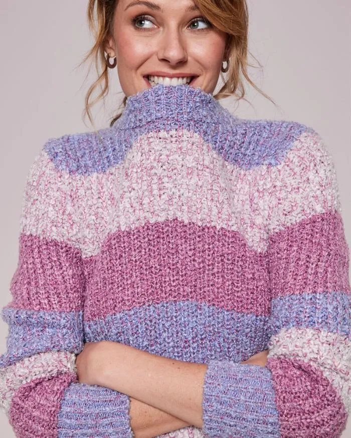 Cotton Traders Knitwear MultiFleck Stripe Crew Neck Jumper 8211 Women