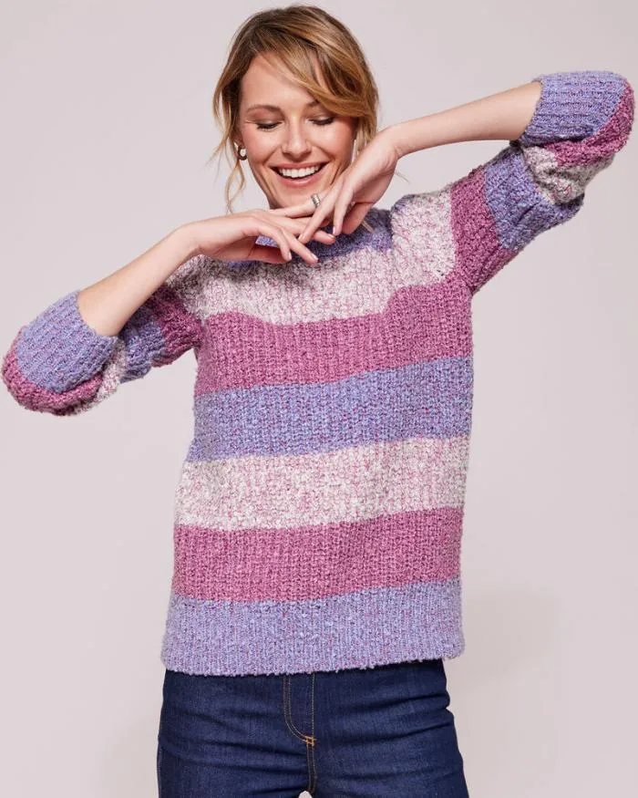 Cotton Traders Knitwear MultiFleck Stripe Crew Neck Jumper 8211 Women