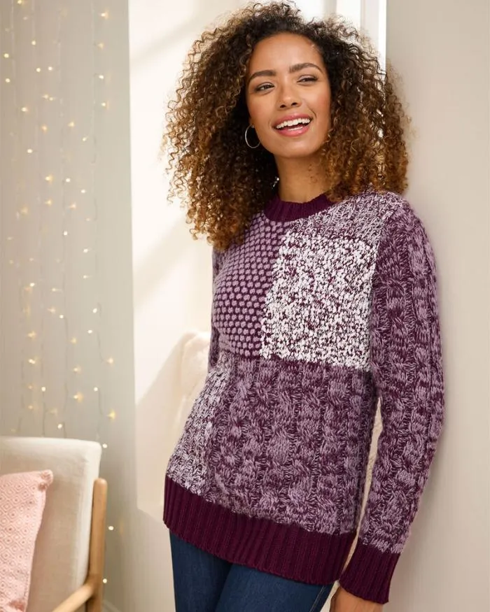 Cotton Traders Knitwear Patchwork Jumper 8211 Women