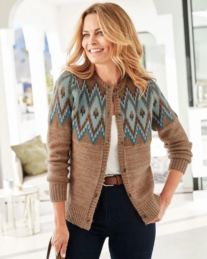 Cotton Traders Knitwear Patterned Button Cardigan 8211 Women