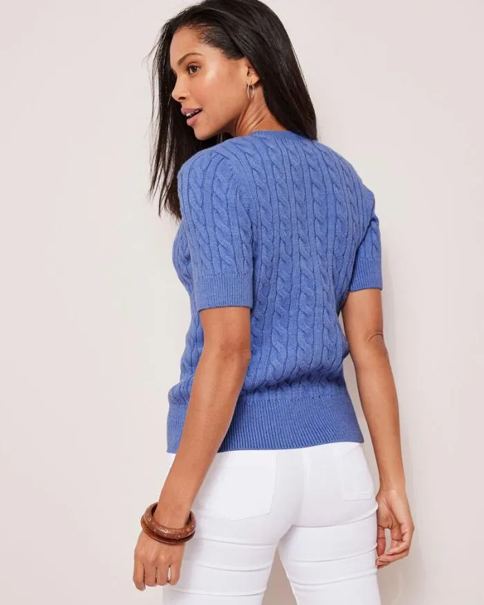 Cotton Traders Knitwear Short Sleeve Cutest Cable Cardigan 8211 Women
