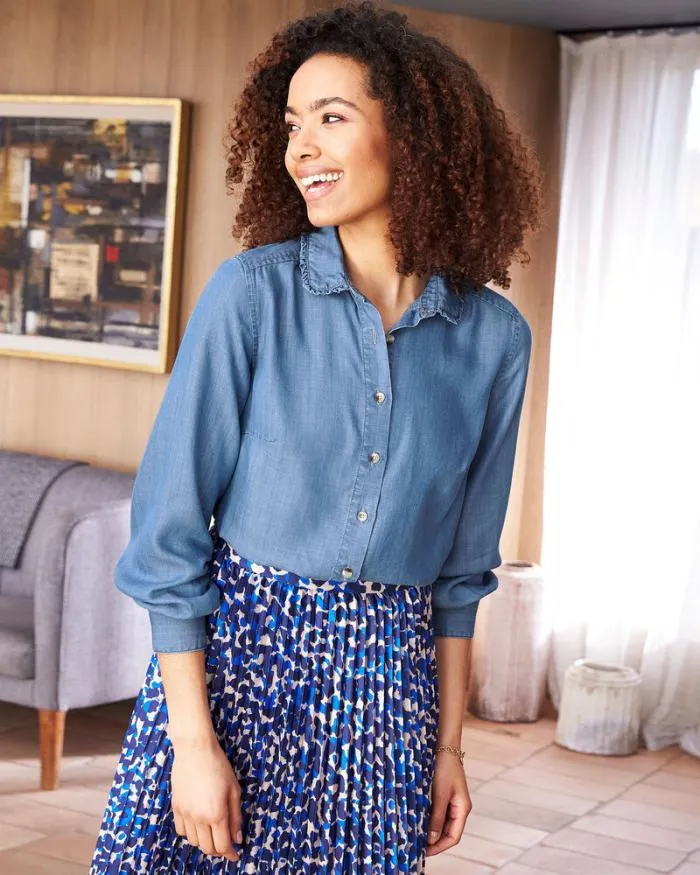 Cotton Traders Shirts and Blouses Frenchie Frill Collar Blouse 8211 Women