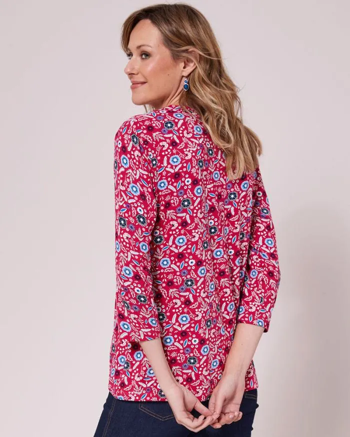 Cotton Traders Shirts and Blouses Sleeve Print Jersey Blouse 8211 Women