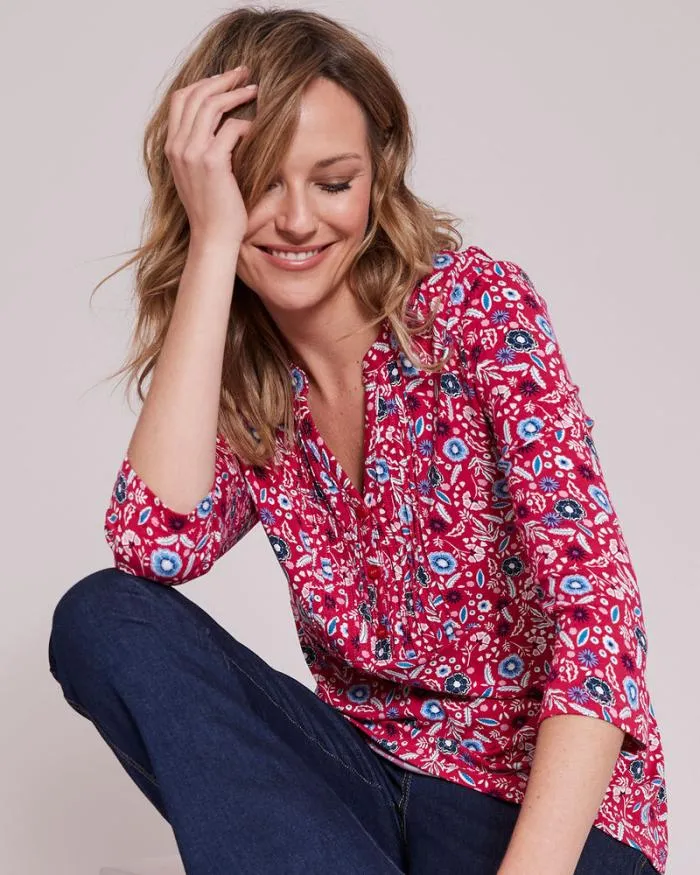 Cotton Traders Shirts and Blouses Sleeve Print Jersey Blouse 8211 Women