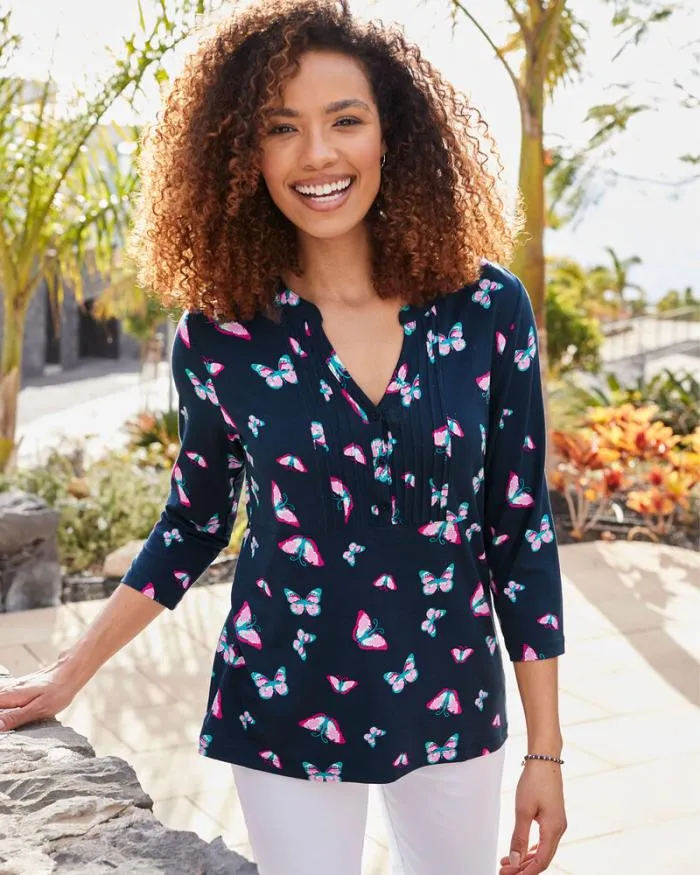 Cotton Traders Shirts and Blouses Sleeve Print Jersey Blouse 8211 Women