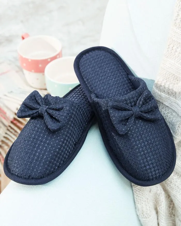 Cotton Traders Slippers Bow Waffle Mule Slippers 8211 Women