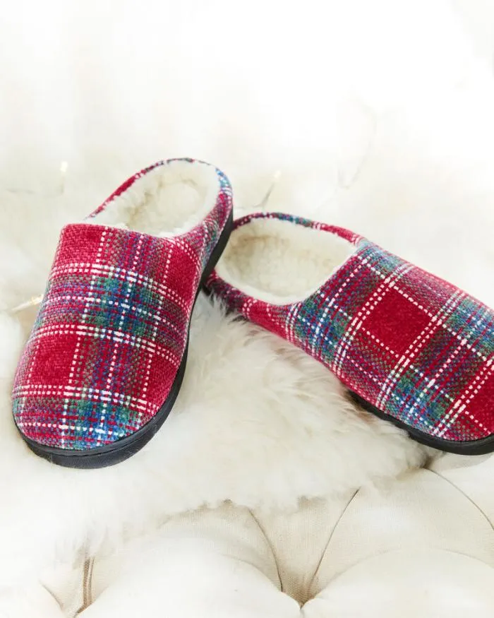 Cotton Traders Slippers Chenille Check Mule Slippers 8211 Women