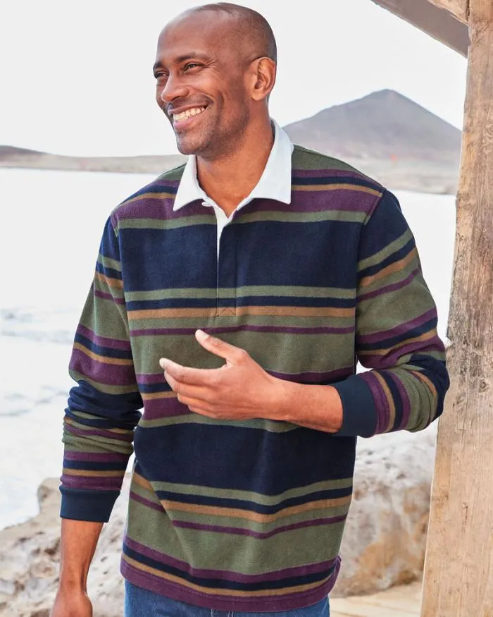 Cotton Traders Sports and Leisure Fleece Stripe Rugby 8211 Men
