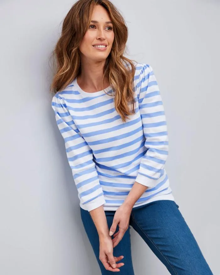 Cotton Traders Tops and TShirts Polly Sleeve Stripe Jersey Top 8211 Women