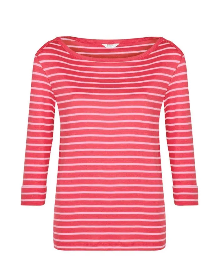 Cotton Traders Tops and TShirts Wrinkle Free Sleeve Boat Neck Stripe Jersey Top 8211 Women