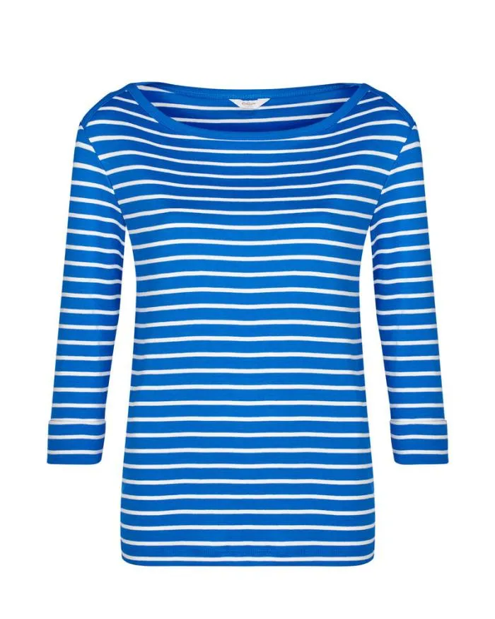 Cotton Traders Tops and TShirts Wrinkle Free Sleeve Boat Neck Stripe Jersey Top 8211 Women