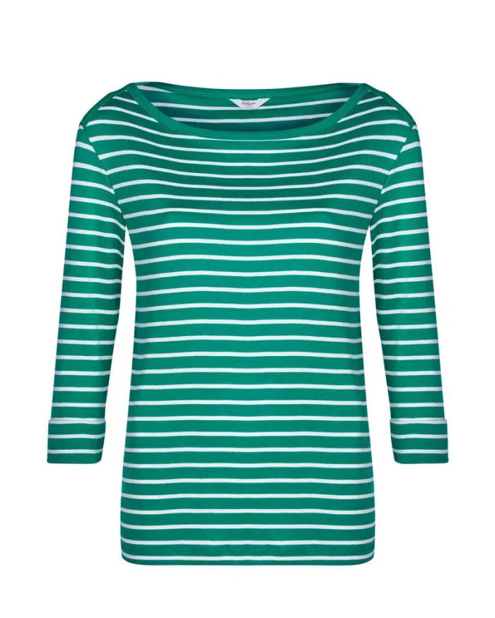 Cotton Traders Tops and TShirts Wrinkle Free Sleeve Boat Neck Stripe Jersey Top 8211 Women